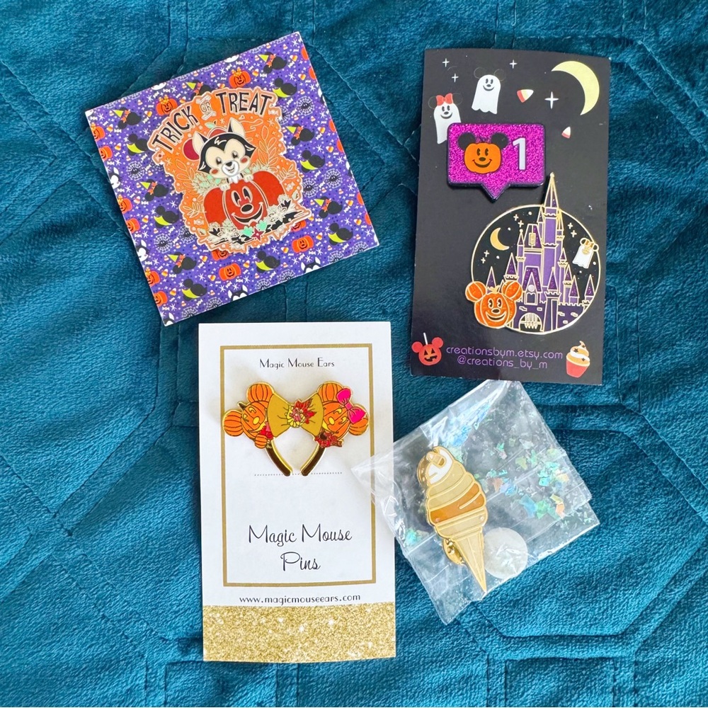 lot of new disney inspired halloween enamel pins from various small shops RARE